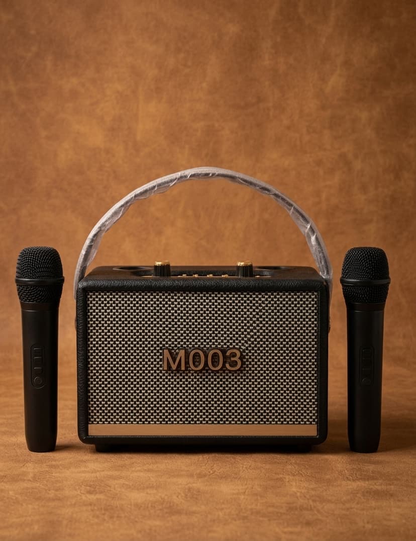 Radio type speaker with 2 mic