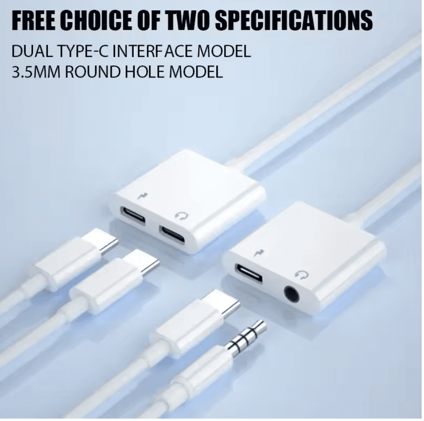 2-in-1 Type-C headphone and charge adapter (Model: JBC038)