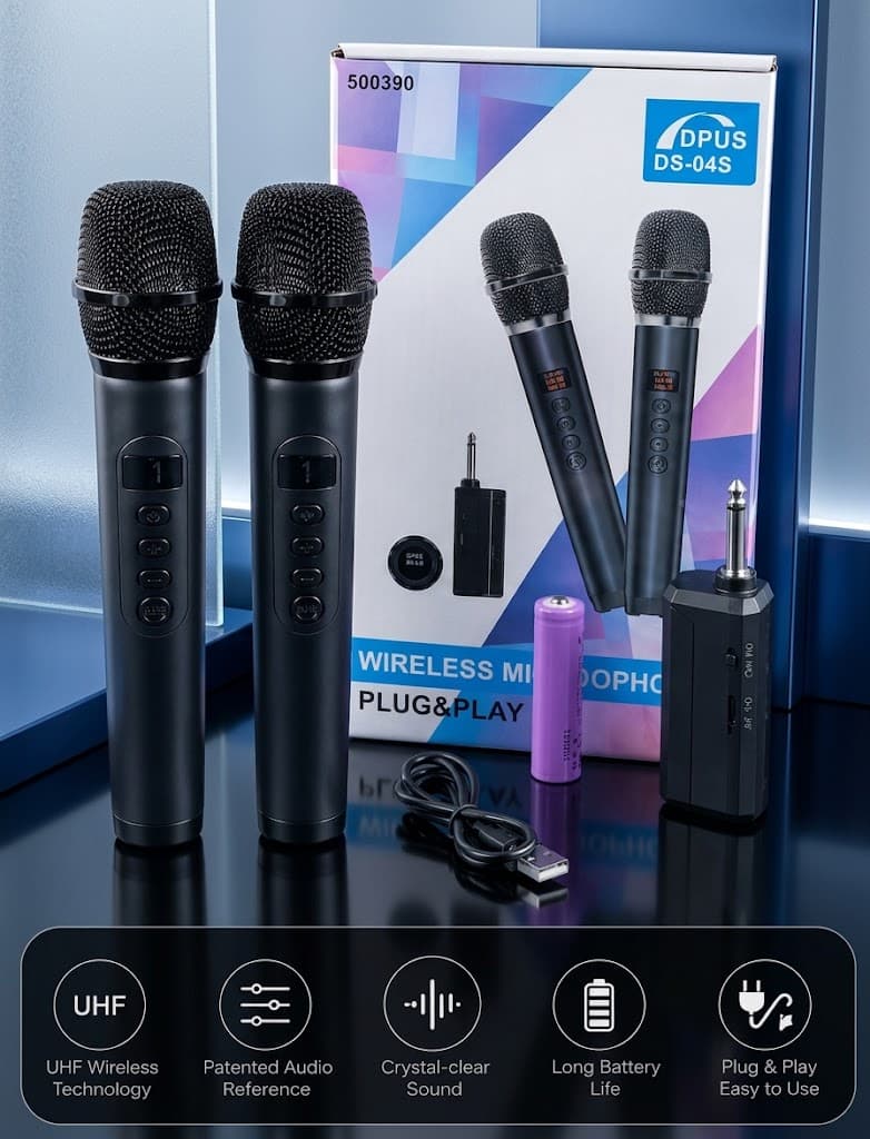 DPUS DS-04S Professional Wireless Microphone Plug & Play