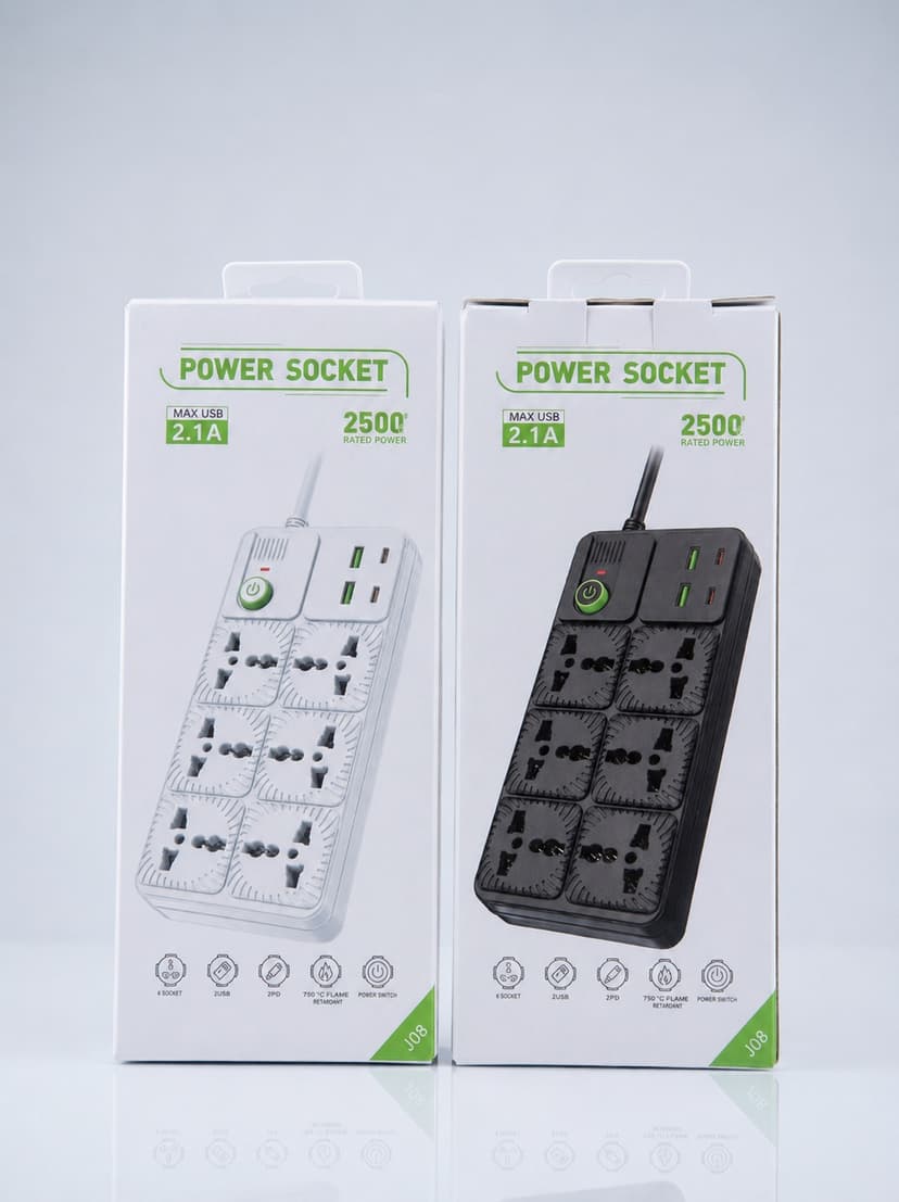 Power shocket 2500w 6 port with usb/c charging JO8
