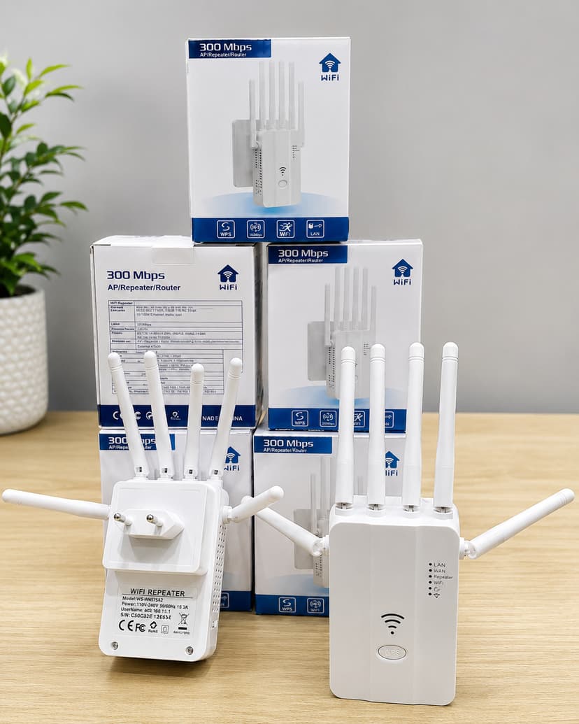 WiFi Repeater 300Mbps – 6-Antenna Wireless Signal Booster